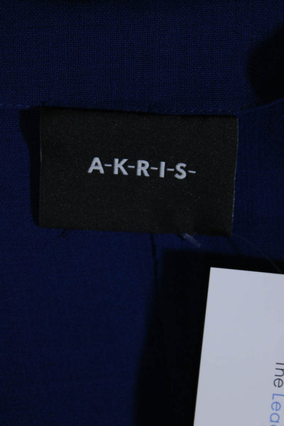 Akris Womens Wool Half Zipped Peplum Darted Long Sleeve Blazer Blue Size 6