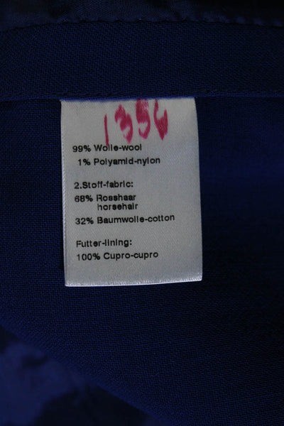 Akris Womens Wool Half Zipped Peplum Darted Long Sleeve Blazer Blue Size 6