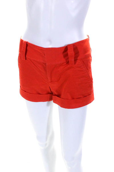 Alice + Olivia Womens Cotton Flat Front Mini Shorts Orange Size 0