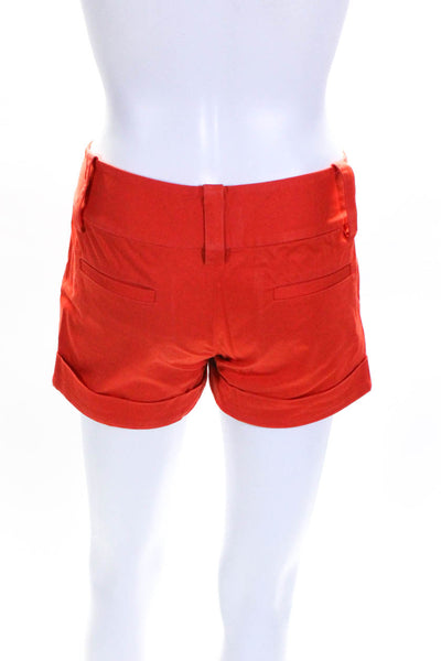 Alice + Olivia Womens Cotton Flat Front Mini Shorts Orange Size 0