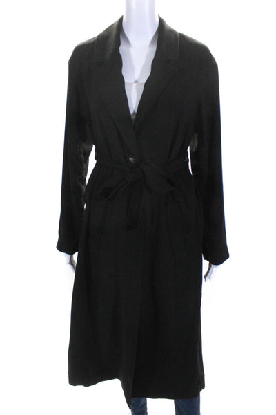 Zara Woman Womens Black Collar Belt Front Pockets Long Sleeve Jacket Size XS