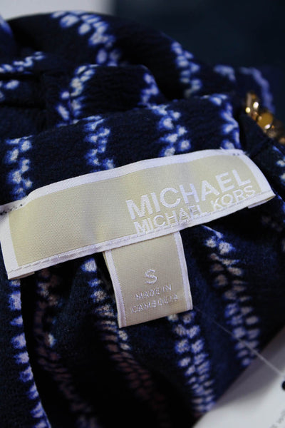 Michael Michael Kors Womens Stretch Striped Chain Strap Midi Dress Navy Size S