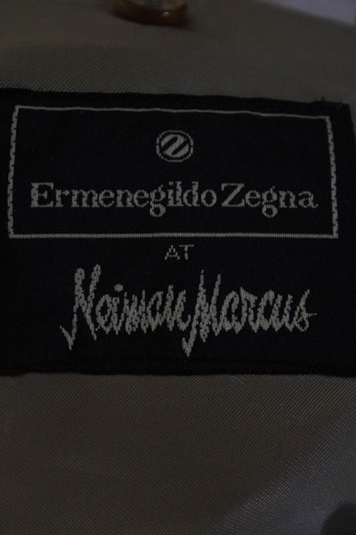 Ermenegildo Zegna Mens Silk Plaid Three Button Blazer Beige Size 58