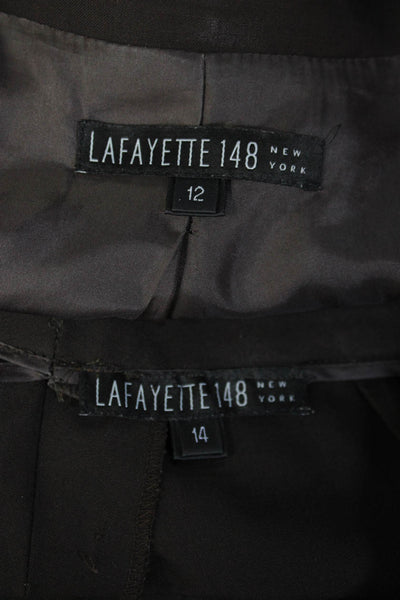 Lafayette 148 New York Womens Brown Wool Long Sleeve Blazer Pants Set Size 12 14