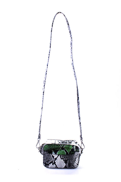 Sandro Womens Snakeskin Printed Leather Multicolor Zip Up Crossbody Mini Handbag