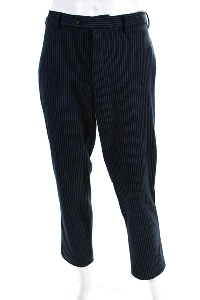 J. Mclaughlin Mens Pinstriped Slim Leg Dress Pants Navy Blue Size 34