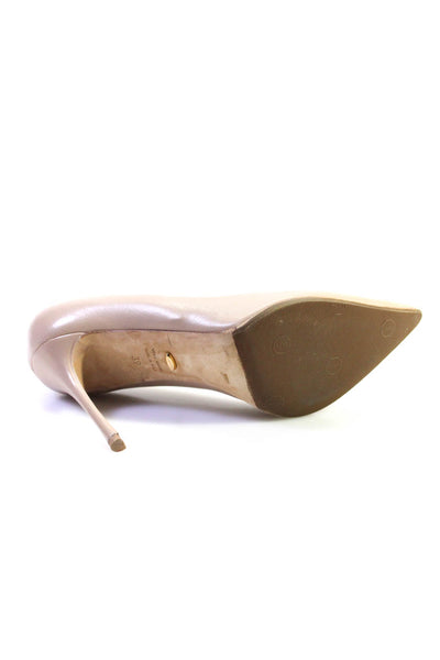 Sergio Rossi Womens Stiletto Pointed Toe Pumps Nude Leather Size 39