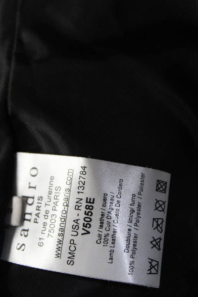 Sandro Womens Asymmetrical Zip Leather Moto Jacket Black Size 2