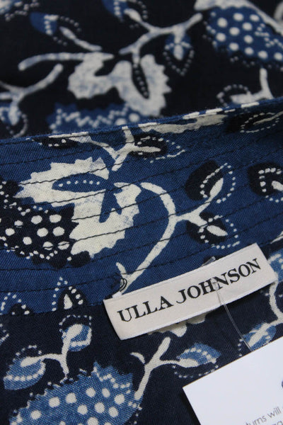 Ulla Johnson Womens Surplice Floral Belted Slim Leg Crop Jumpsuit Navy Small
