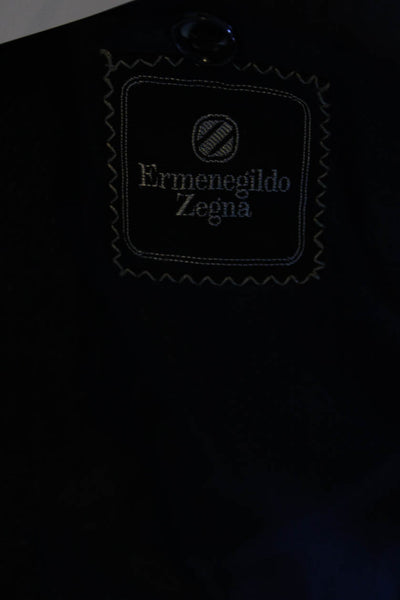 Ermenegildo Zegna Mens Herringbone Print Blazer Jacket Navy Blue Size EUR 52