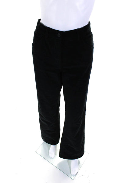 Nili Lotan Womens Cotton Corduroy Buttoned Bootcut Casual Pants Black Size 8