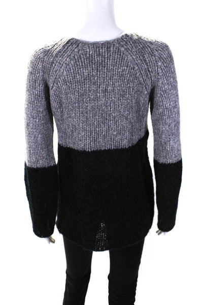 Christopher Fischer Womens Crochet Colorblock Long Sleeve Sweater Gray Size M