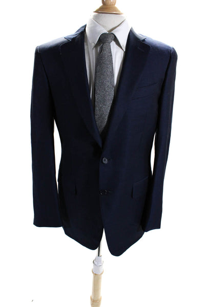 Canali Mens Wool Blend V-Neck Notch Collar Two Button Suit Jacket Navy Size 50R