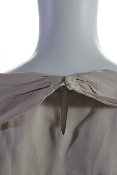 Khaite Womens Long Sleeve Crepe Tie Neck Top Blouse Beige Size Medium