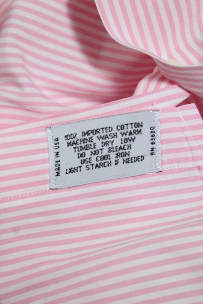 Burberry London Blue Label Mens Striped Button Up Shirt Pink Size 16.5 34