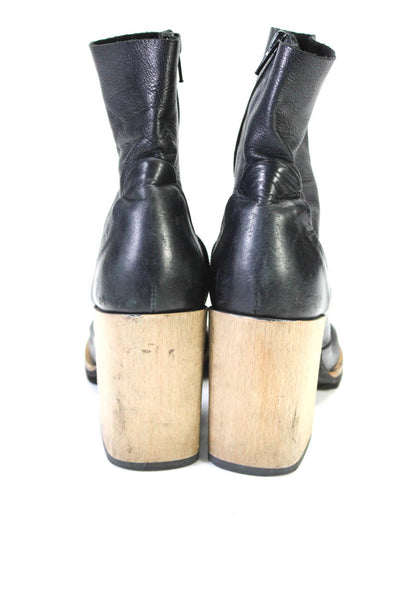 Elenachi Women's Pointed Toe Block Heels Zip Closure Ankle Boot Black Size 8