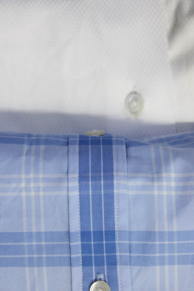 David Donahue Michael Kors Mens Long Sleeve Shirt Blue White Size 16 Medium Lot2
