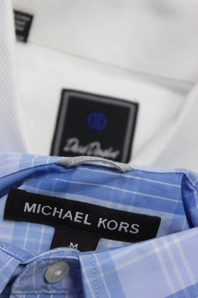 David Donahue Michael Kors Mens Long Sleeve Shirt Blue White Size 16 Medium Lot2
