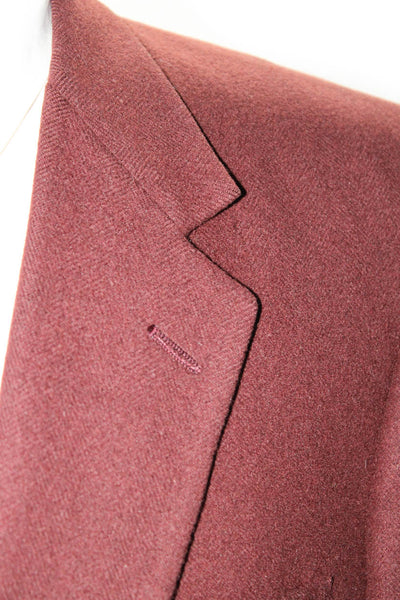 Roundtree & Yorke Mens Dark Red Camel Hair Two Button Long Sleeve Blazer Size42L