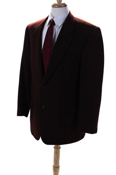 Roundtree & Yorke Mens Dark Red Camel Hair Two Button Long Sleeve Blazer Size42L