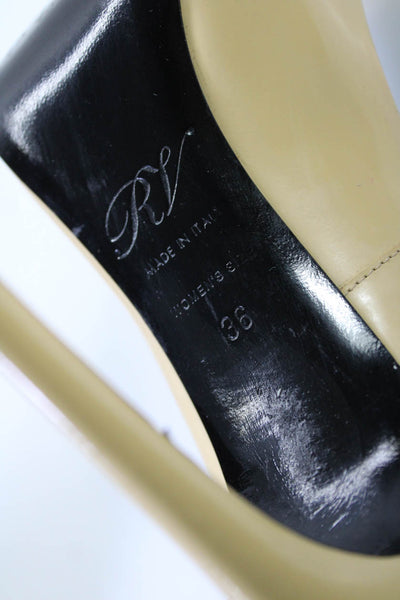 Roger Vivier Womens Spazzolatto Leather Peep Toe Slip On Pumps Cream Size 36 6