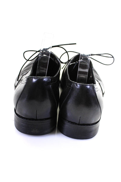 The Groomsman Suit Mens Solid Black Leather Lace Up Oxford Shoes Size 12
