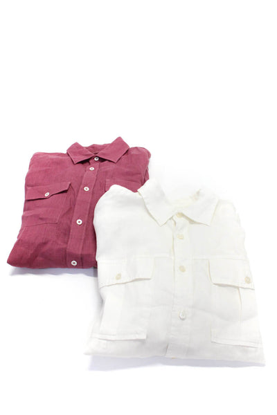 Michael Kors Mens Long Sleeve Linen Pocket Shirt Red White Size Medium Lot 2