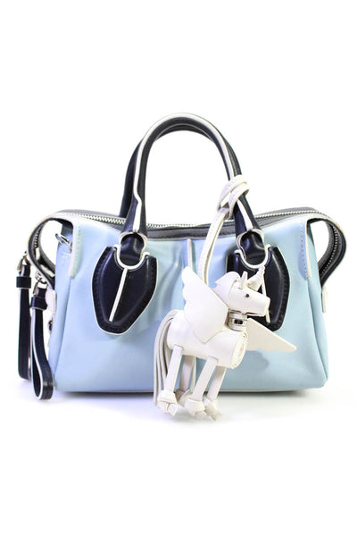Tods x Mr. Bags Womens Mini Unicorn Clochette D-Styling Tote Handbag Light Blue