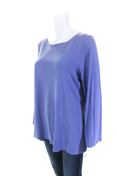 Eileen Fisher Womens 3/4 Sleeve Scoop Neck Oversized Shirt Purple Size Large