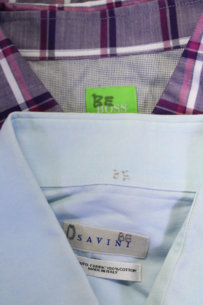 Boss Hugo Boss Savini Mens Button Down Shirts Tops Purple Blue Size L 17 Lot 2