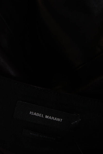 Isabel Marant Womens Leather Belted Waist Pleated Midi Wrap Skirt Maroon Size 34