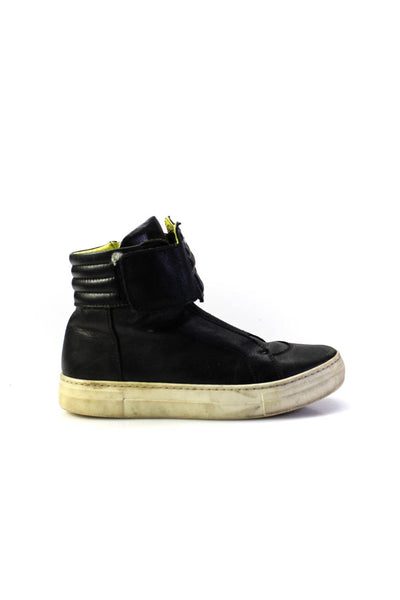 Fendi Boys Leather Darted Hook Pile Tape High Top Sneakers Black Size EUR36