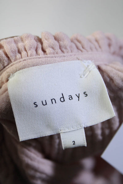 Sundays Womens Scalloped Short Sleeved Tied V Neck Blouse Light Pink Size 2