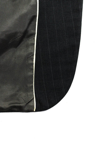 Botany Mens Wool Pinstripe Print Vented Two Button Blazer Jacket Black Size 44