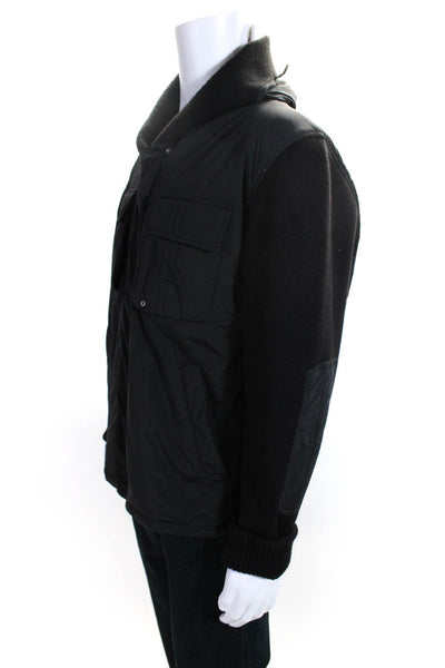 Allegri Mens Knit Panel Hooded Long Sleeve Zip Up Jacket Black Size 58
