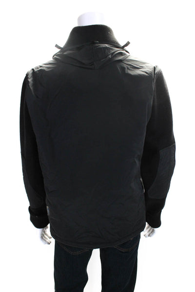 Allegri Mens Knit Panel Hooded Long Sleeve Zip Up Jacket Black Size 58