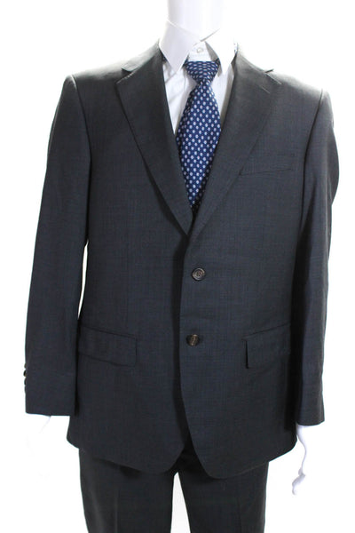 Max Davoli Mens Wool V-Neck Notch Collar Two Button Suit Gray Size 36R