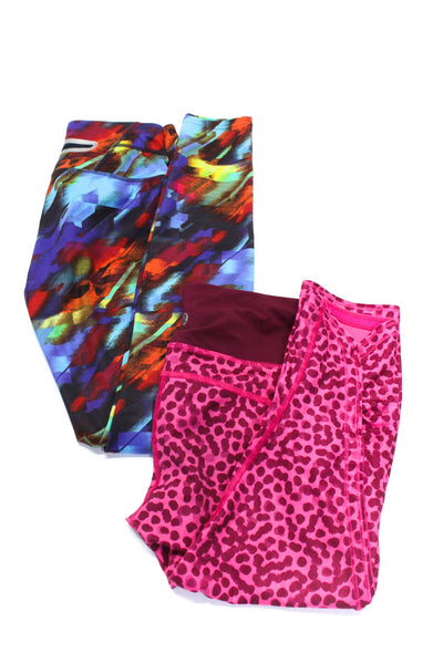 Lululemon Athleta Womens Spotted Print Capri Leggings Pink Blue Size 2 XXS Lot 2