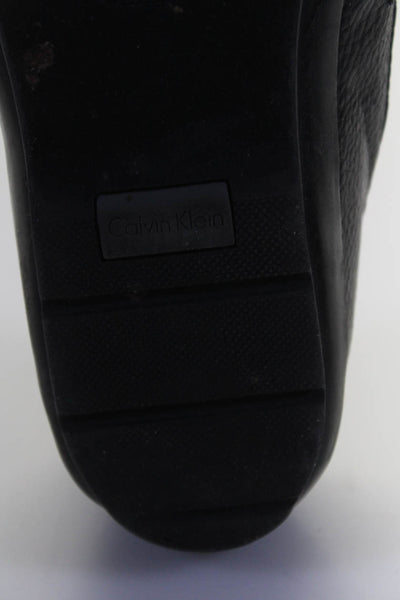Calvin Klein Mens Leather Slide On Casual Loafers Black Size 11 Medium