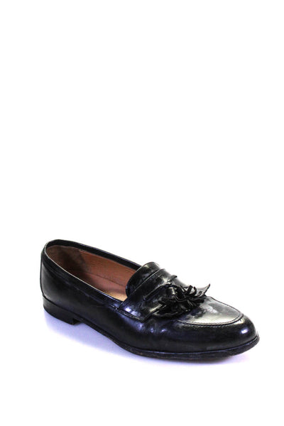 Mezlan Mens Leather Tassel Fringe Slide On Loafers Black Size 10.5 Medium