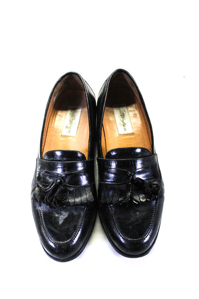 Mezlan Mens Leather Tassel Fringe Slide On Loafers Black Size 10.5 Medium
