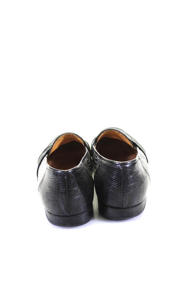 Cole Haan Mens Leather Lizard Print Slide On Loafers Black Size 10.5 Medium