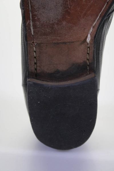 Cole Haan Mens Leather Lizard Print Slide On Loafers Black Size 10.5 Medium