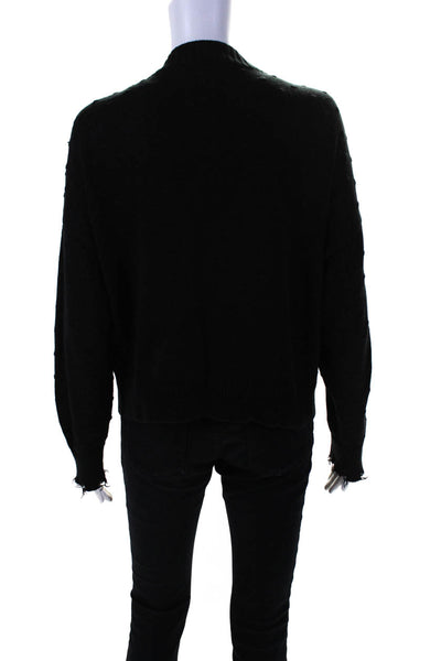 Nation LTD Womens Black Cotton Textured V-Neck Cardigan Sweater Top Size S
