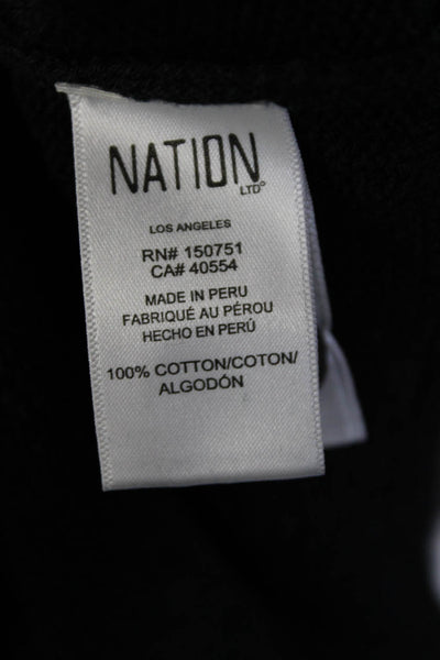 Nation LTD Womens Black Cotton Textured V-Neck Cardigan Sweater Top Size S