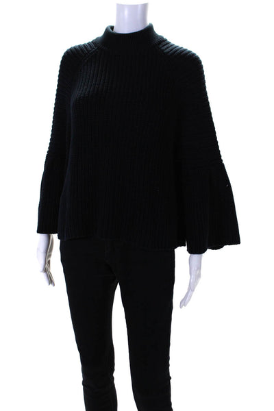 Cotton By Autumn Cashmere Womens Black High Neck Long Sleeve Sweater Top Size L