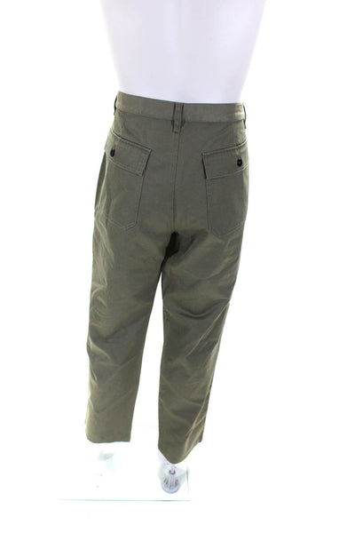 J Crew Mens Cotton Zipped Straight Leg Buttoned Casual Pants Green Size EUR36