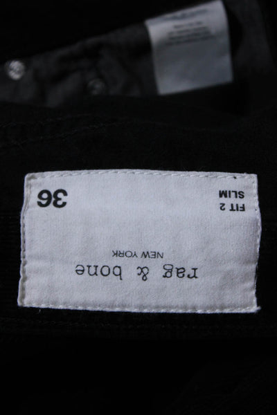 Rag & Bone Men's Button Closure Pockets Straight Leg Corduroy Pant Black Size 36