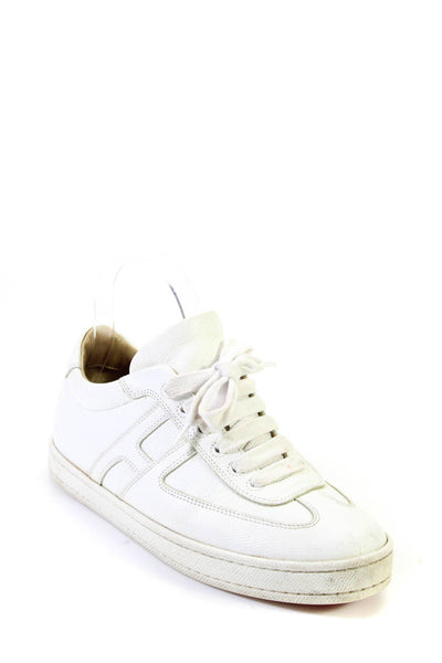 Hermes Womens Leather Lace-Up Tied Round Toe Sneakers White Size EUR37
