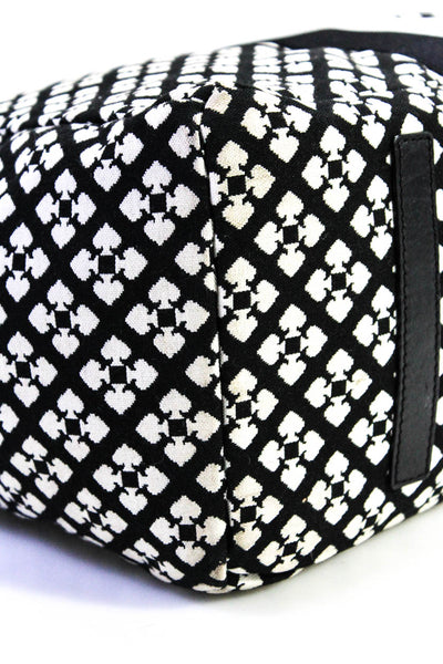 Kate Spade Womens Cotton Leather Trim Travel Bag Black White Size L